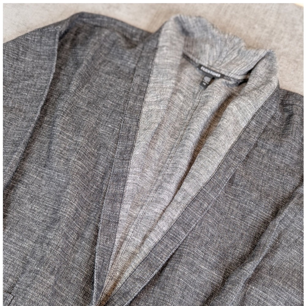 Eileen Fisher Cardigan Jacket Women L Gray Hemp Cotton Open Quiet Luxury Capsule